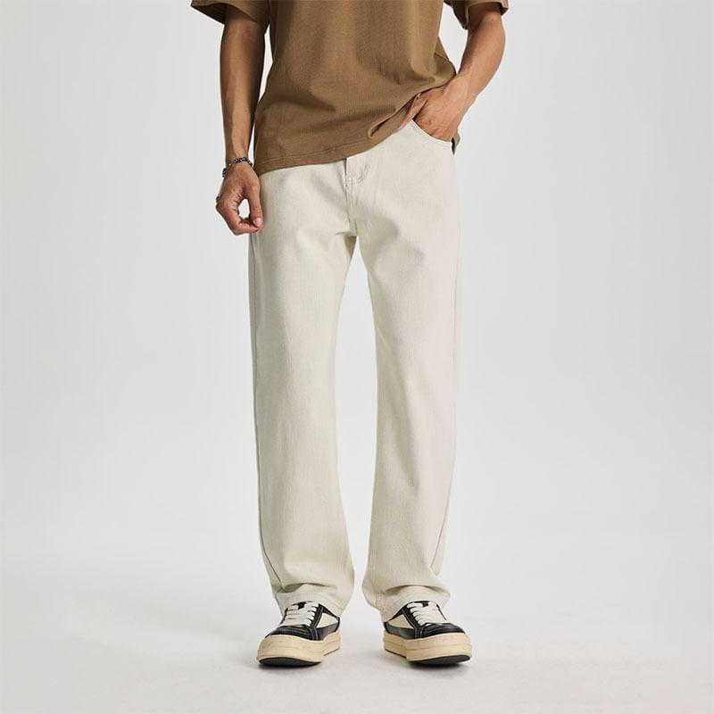Mid Rise Plain Loose Fit Jeans Product Image