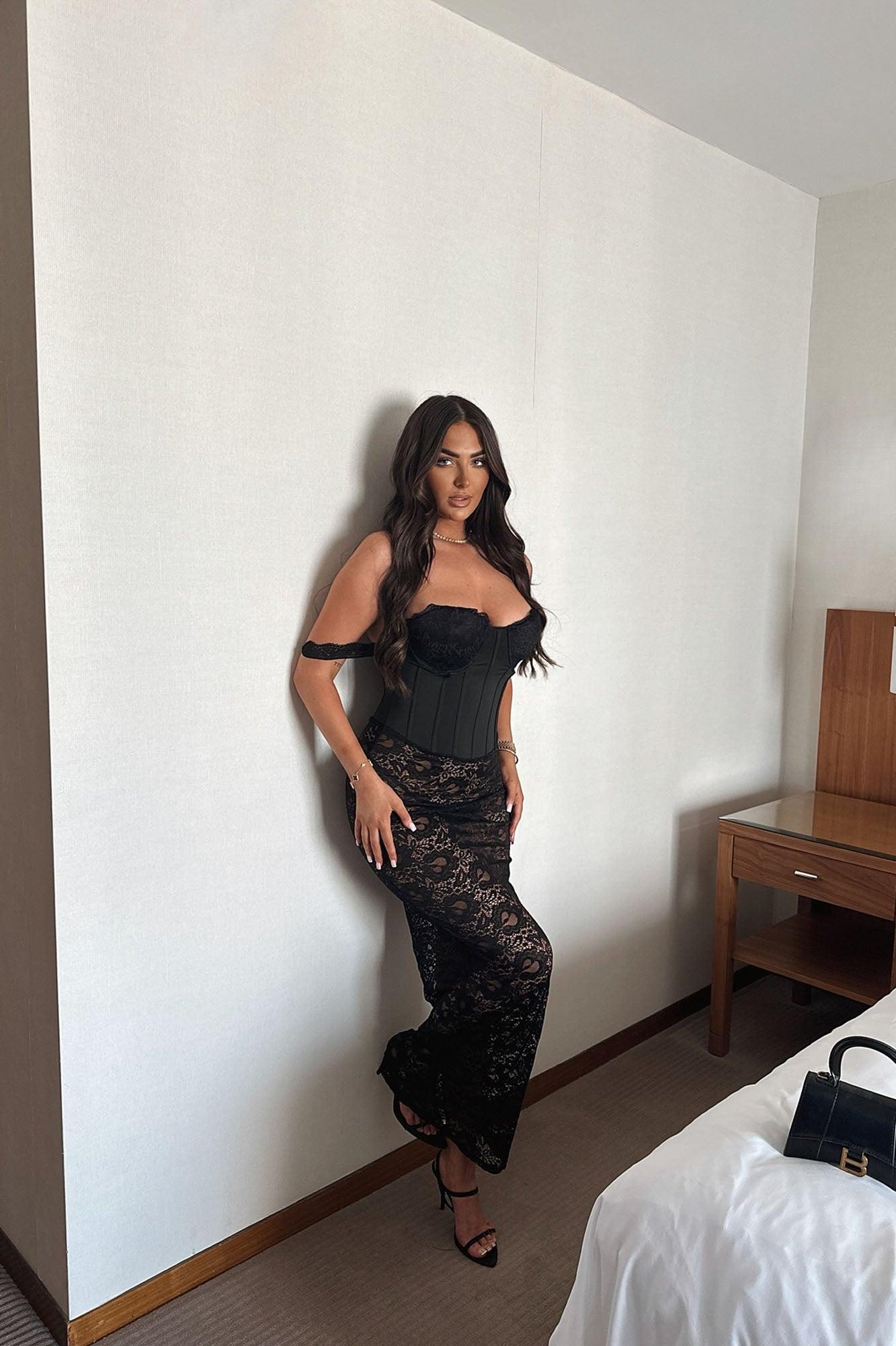 You're Mine Lace Maxi Dress - Black Product Image