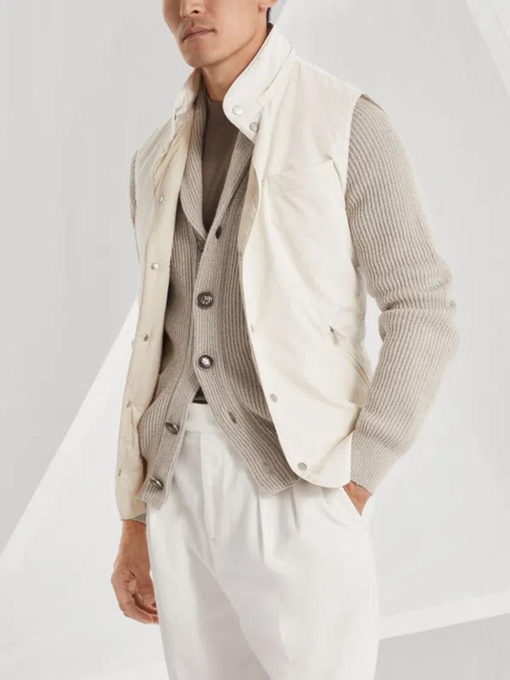 BRUNELLO CUCINELLI Long-sleeve Button-up Cardigan In Beige Product Image