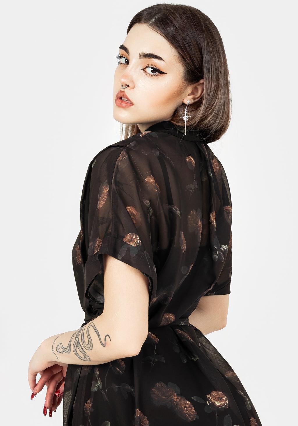Monica Floral Chiffon Midi Shirt Dress Product Image