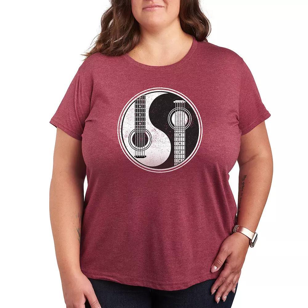 Plus Yin Yang Guitar Graphic Tee, Womens Grey Red Product Image