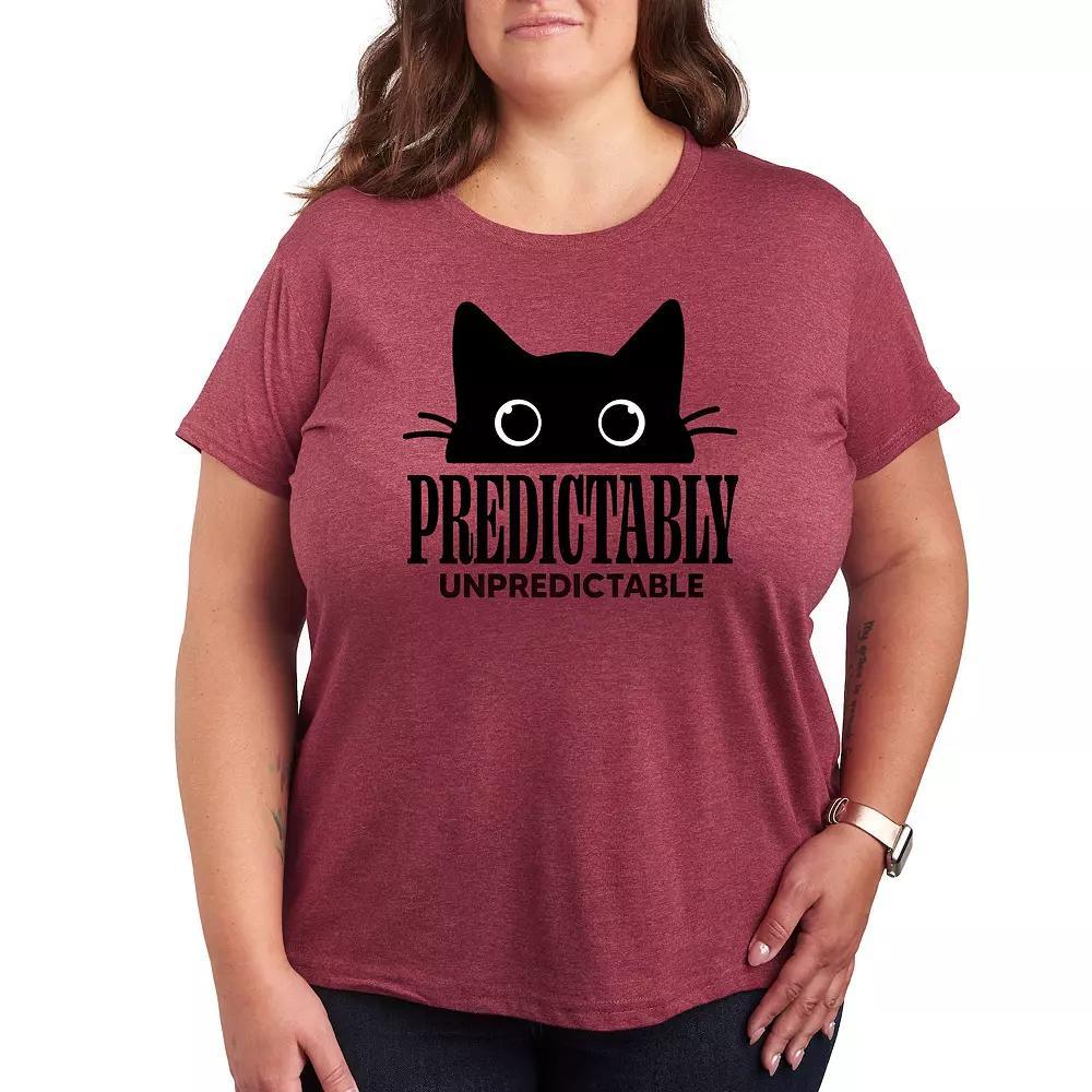 Womens Predictably Unpredictable Cat Graphic Tee, Girls Grey Wine Product Image