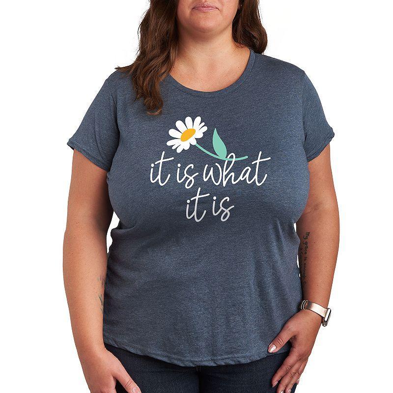 Plus It Is What It Is Graphic Tee, Womens Grey Blue Product Image