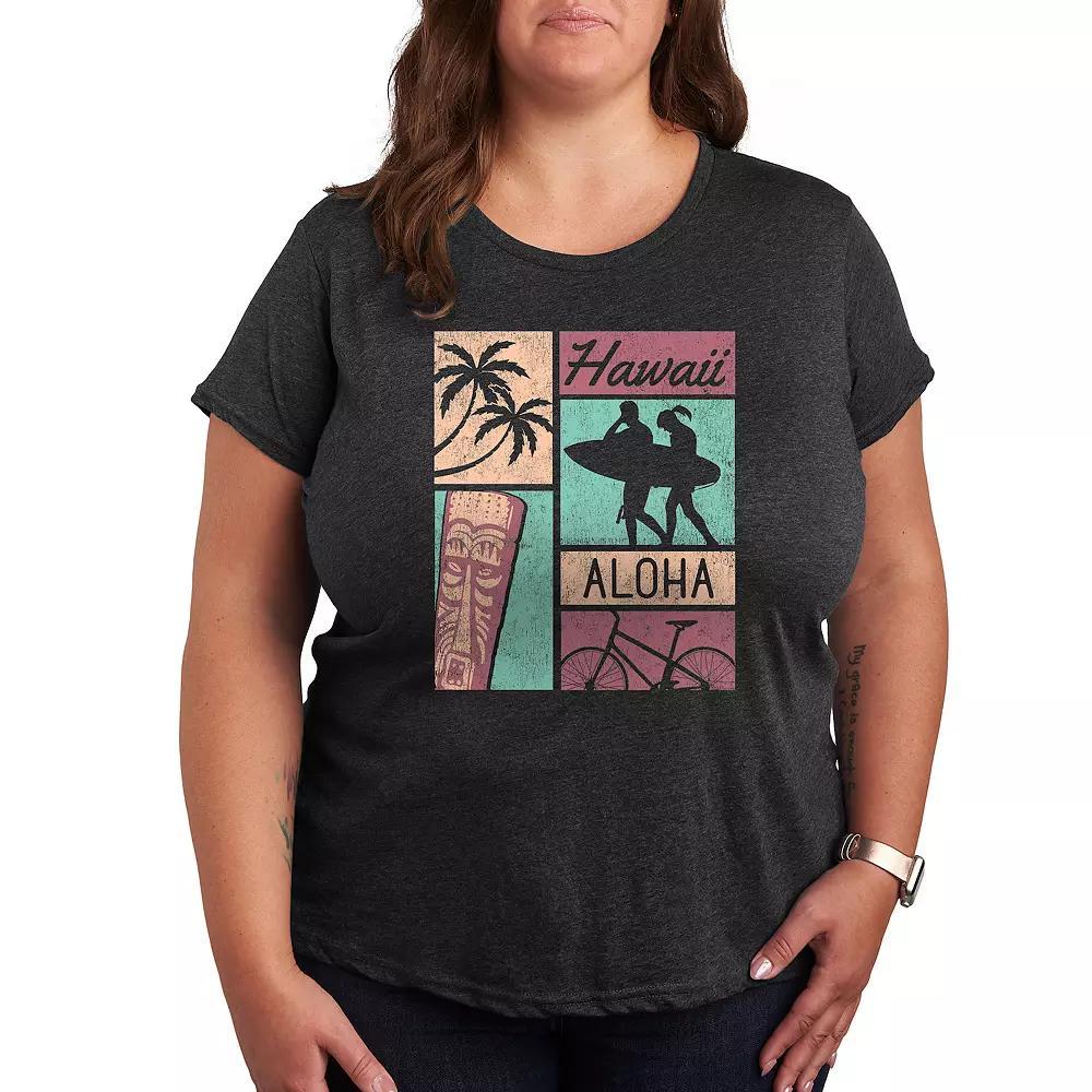 Plus Peace Love Music Distressed Graphic Tee, Womens Heather Grey Product Image