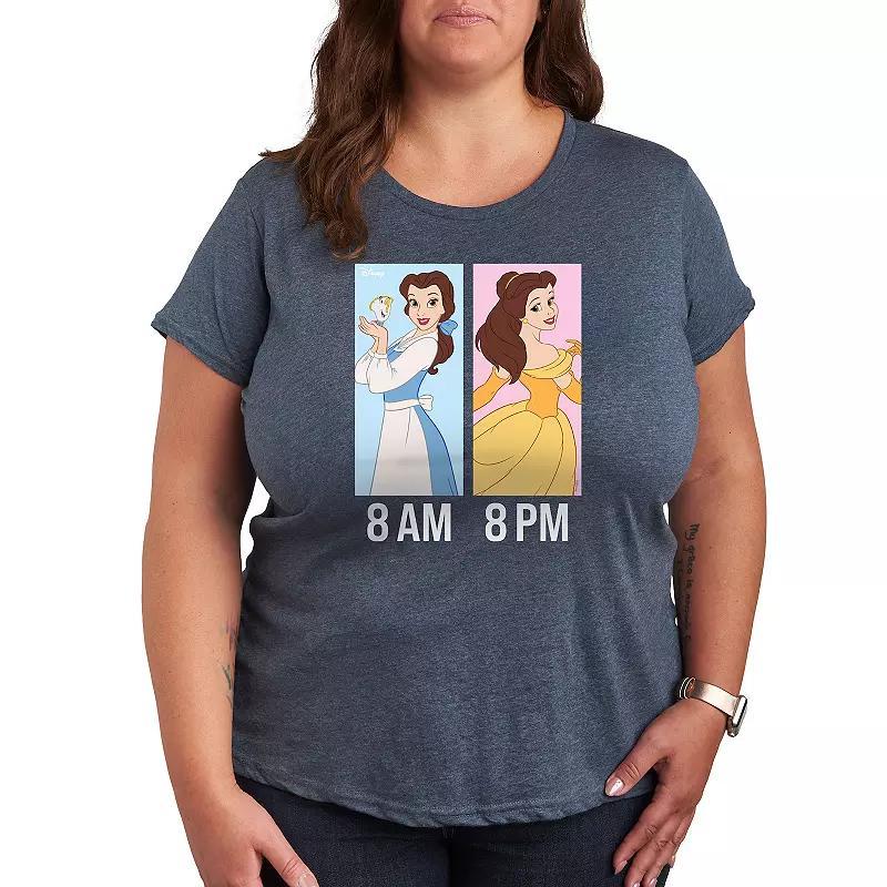 Disney Princess Belle Plus AM to PM Graphic Tee, Womens Grey Blue Product Image