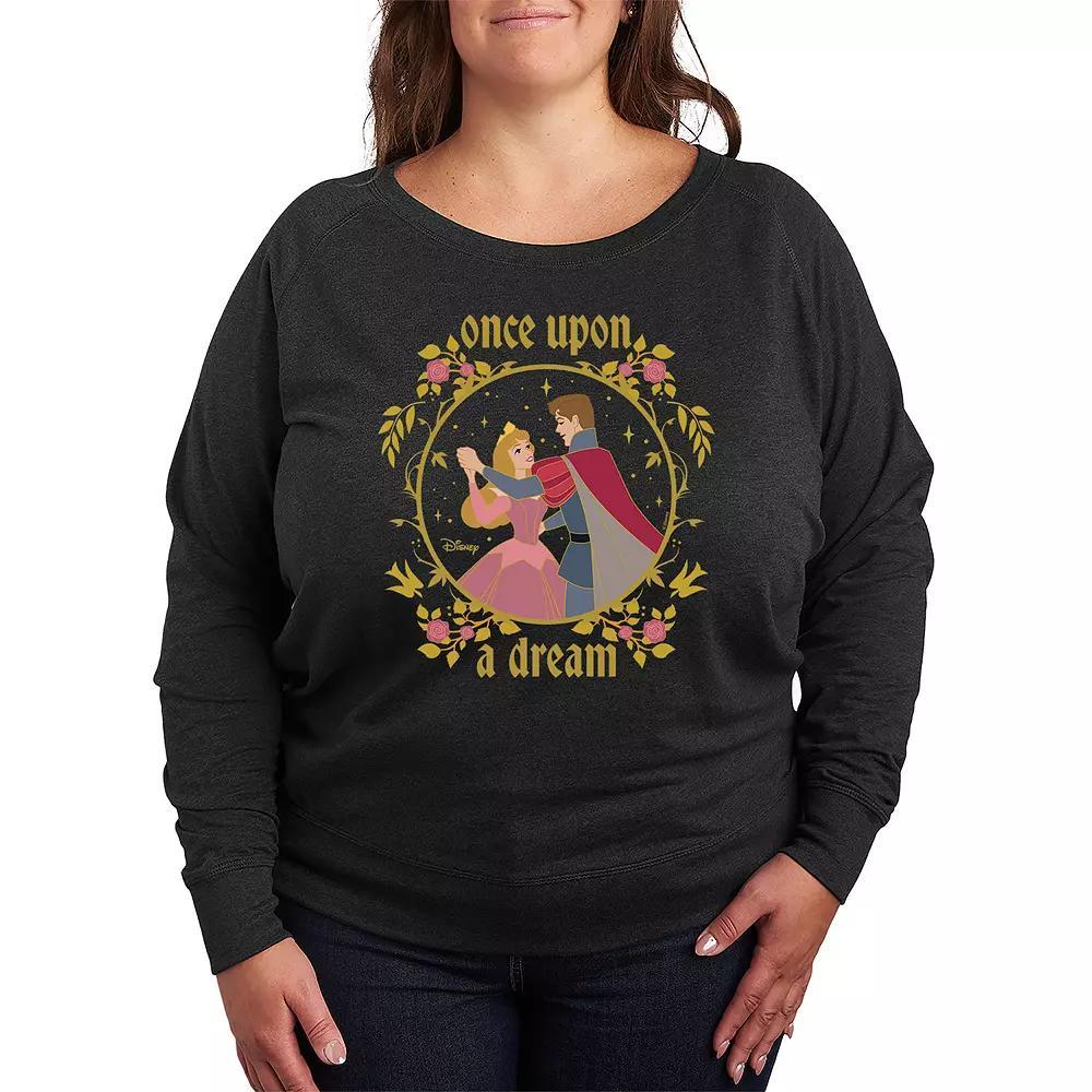 Plus Size Thankful Leaf Heart French Terry Long Sleeve Tee, Women's, Size: 3XL, Heather Grey Product Image