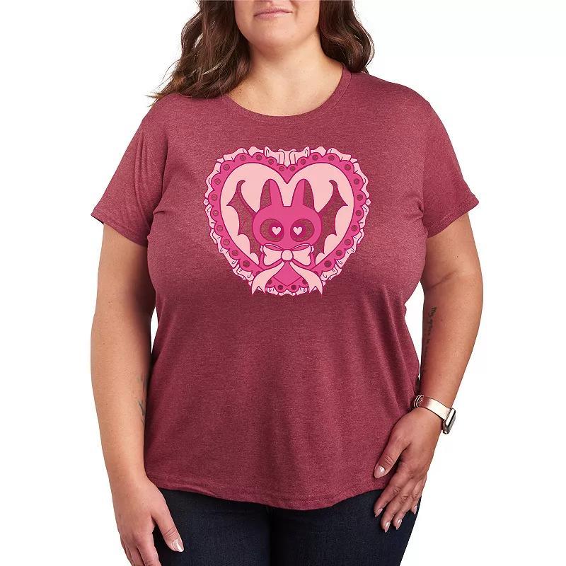 Plus Size Bat Cat Coquette Graphic Tee, Womens Blue Product Image
