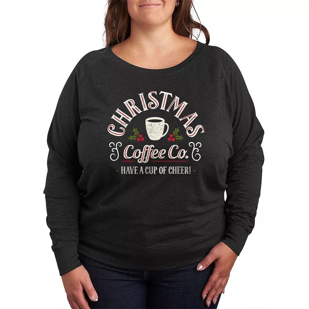 Women's Christmas Coffee Co. French Terry Long Sleeve Tee, Size: Large, Heather Grey Product Image