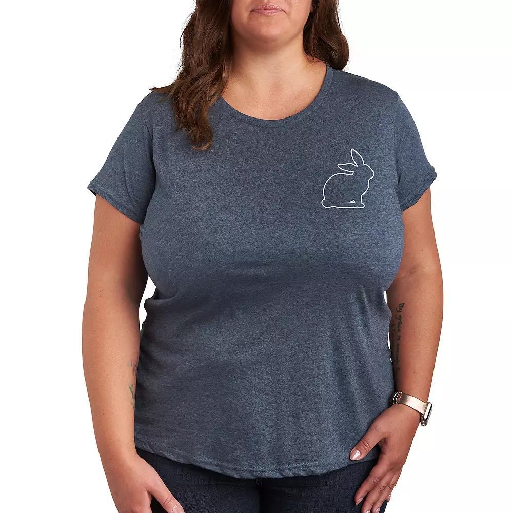 Womens Be Happy Script Graphic Tee, Girls Grey Blue Product Image