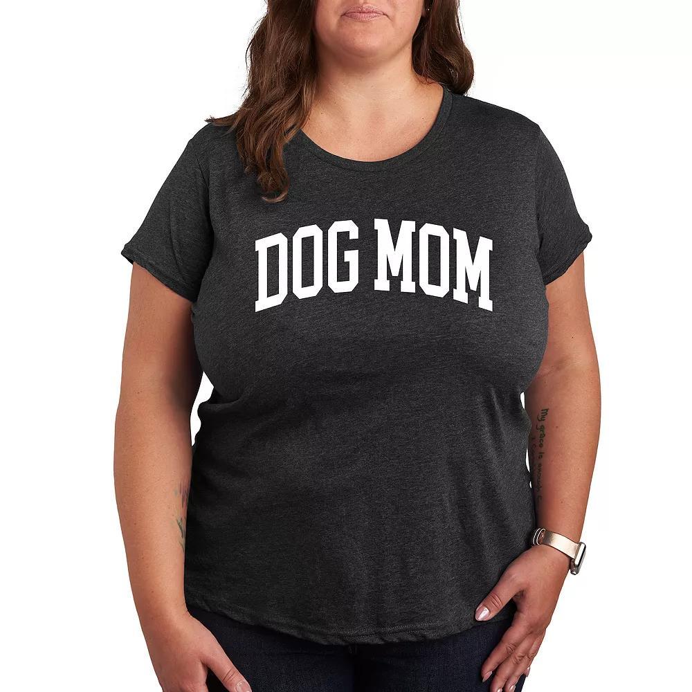 Plus Dog Mom Collegiate Graphic Tee, Womens Grey Blue Product Image