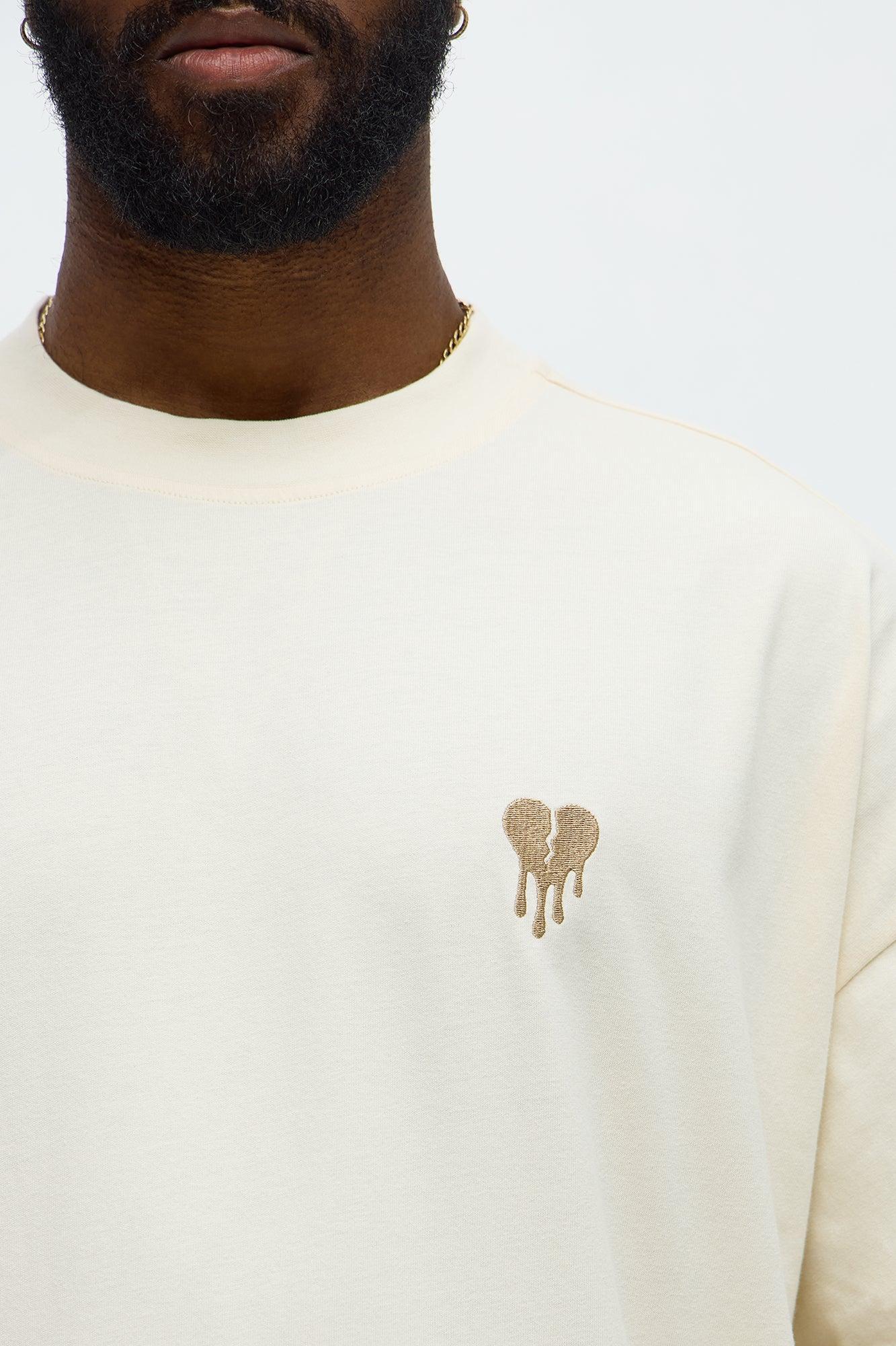 Oversized Mini Embroidery Heavy Weight Boxy tee - Cream Product Image