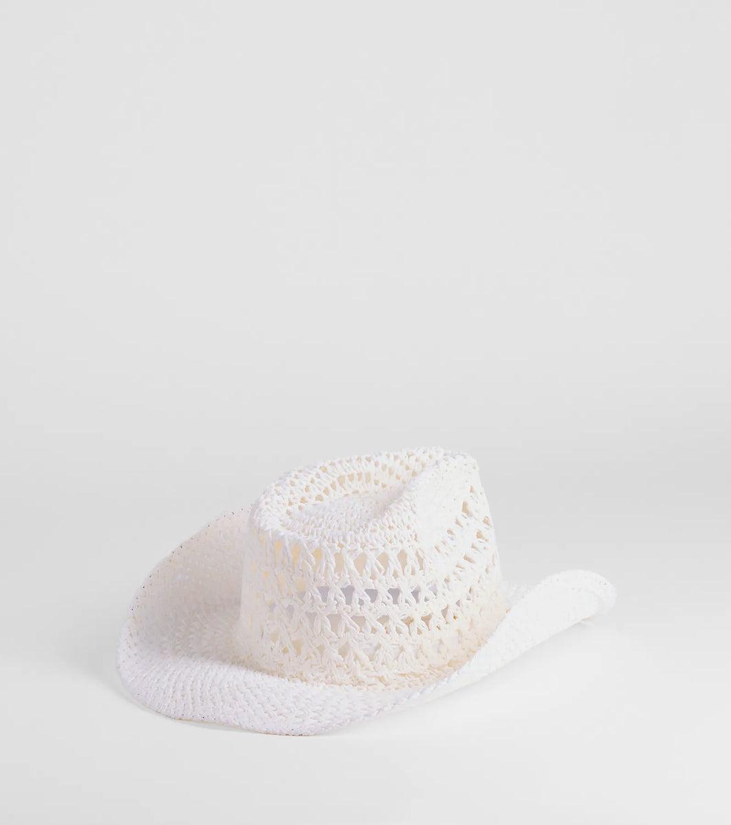 Beachy Chic Beaded Straw Cowboy Hat Product Image