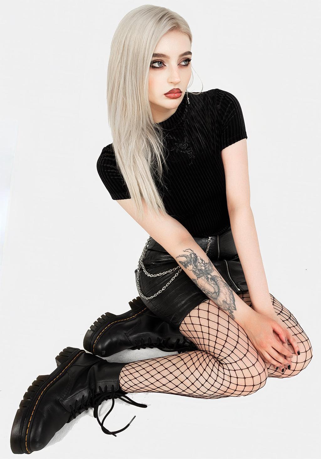 Rosaline Velour Rib Crop Top Product Image