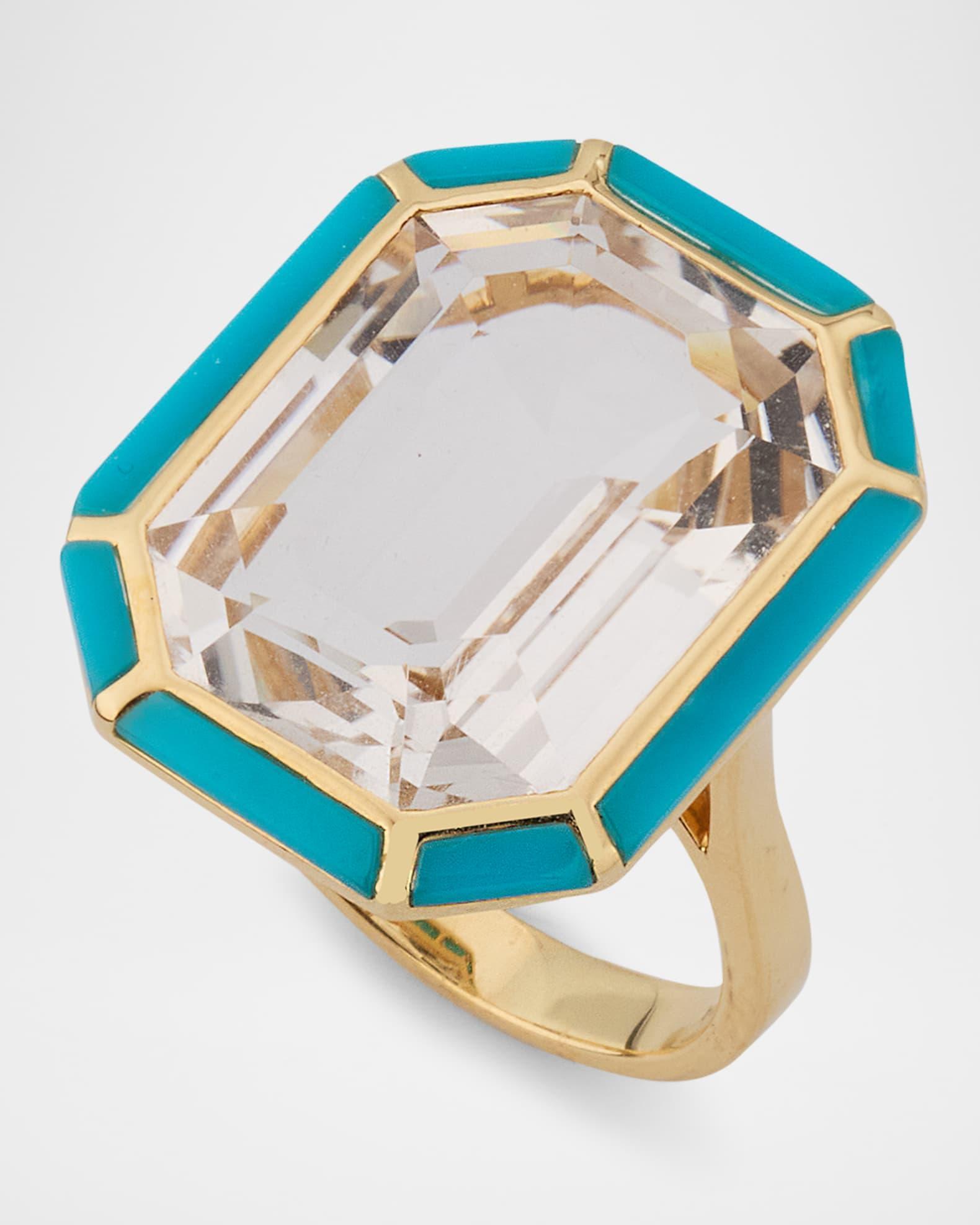Melange 18K Yellow Gold Rock Crystal Emerald Cut Ring Product Image
