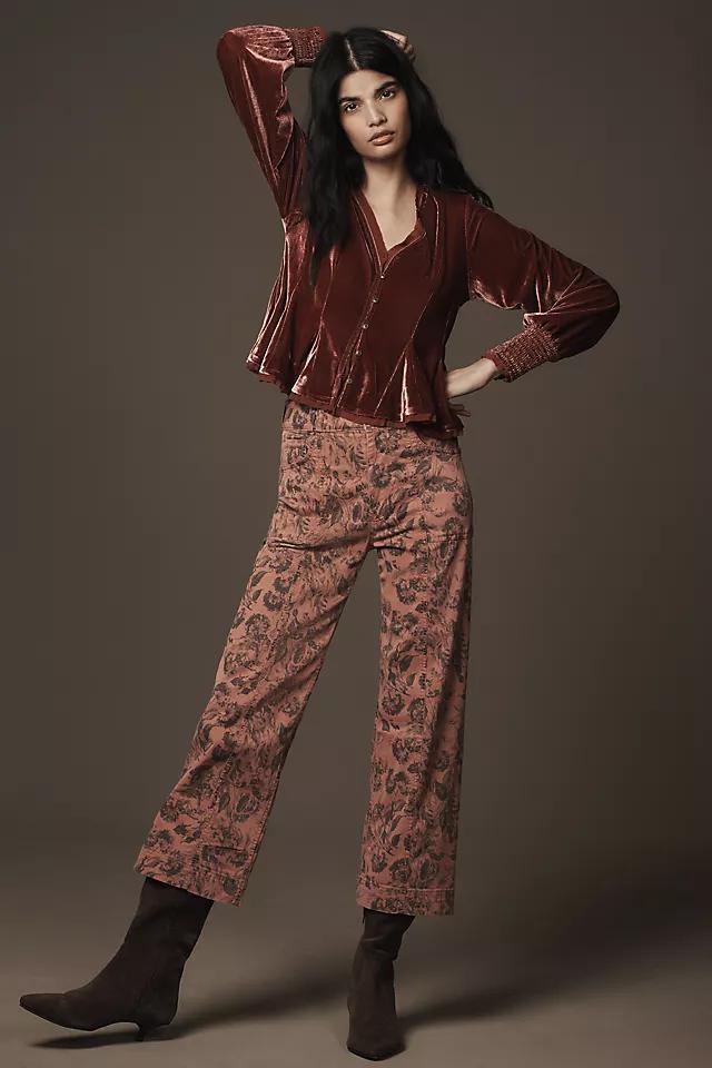 By Anthropologie Swing Velvet Peasant Top Product Image