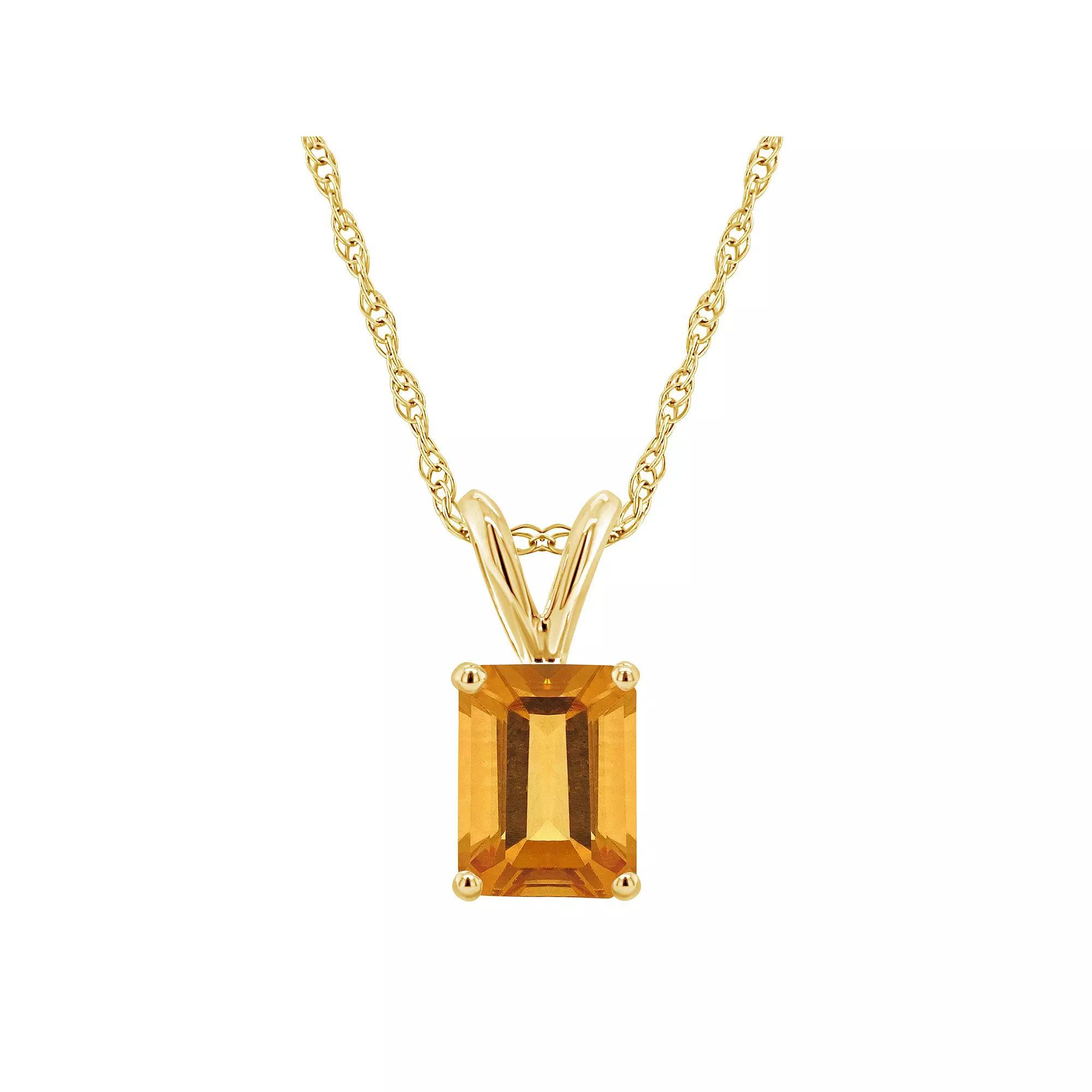 Celebration Gems 14k Gold Emerald Cut Blue Topaz Pendant Necklace, Women's, Size: 18" Product Image