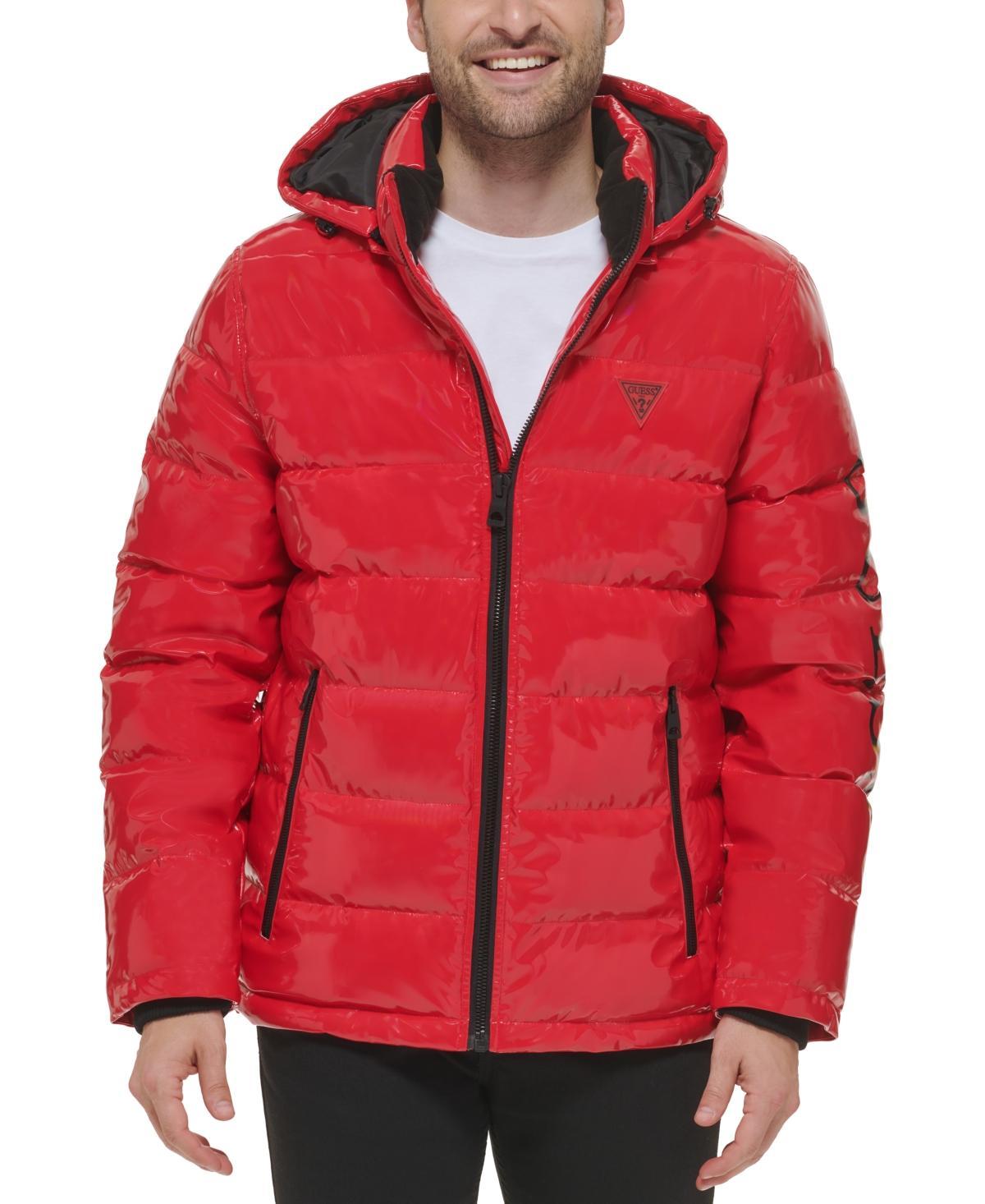 Guess Mens Holographic Hooded Puffer Jacket Product Image