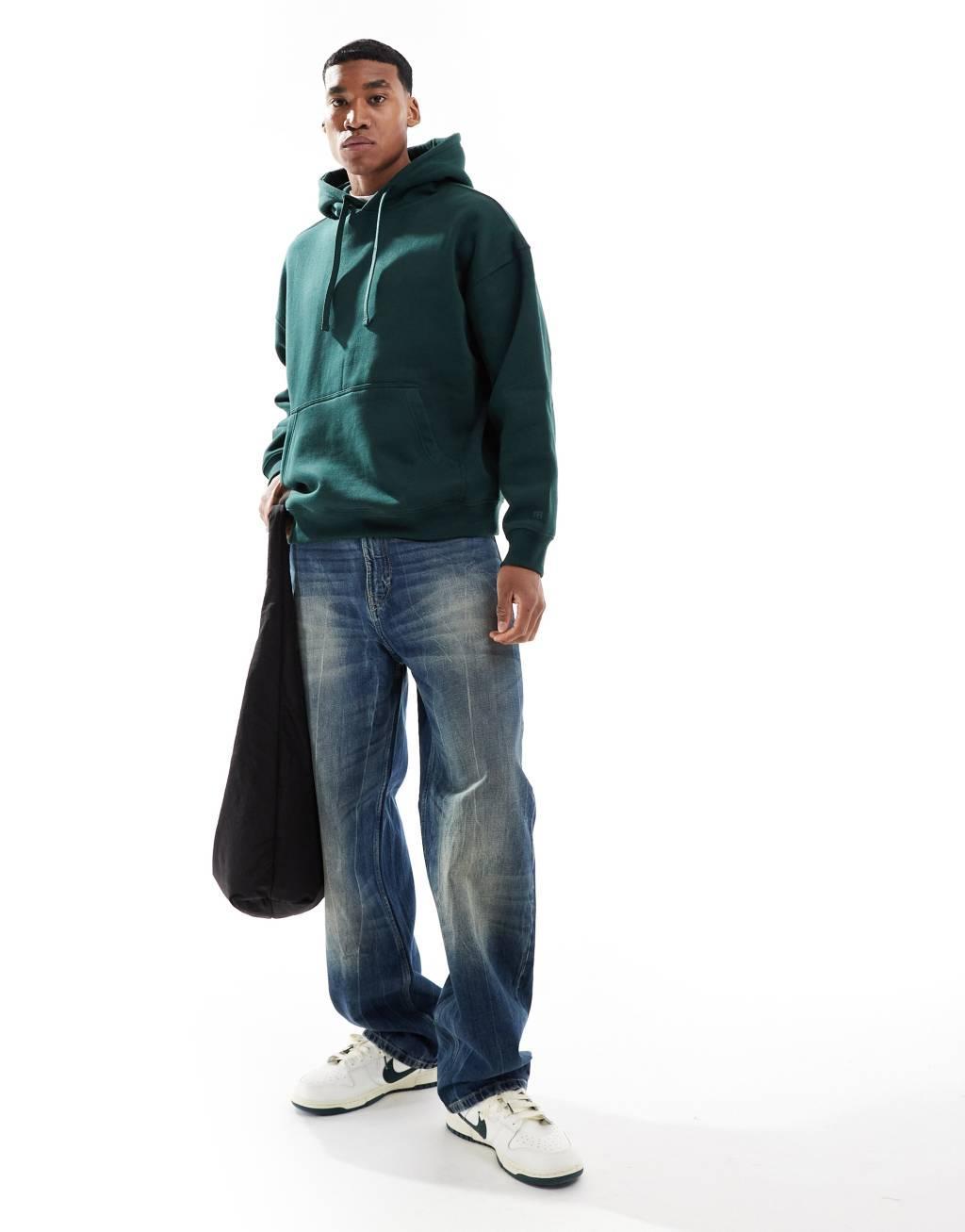 Pull&Bear basic hoodie in bottle green Product Image