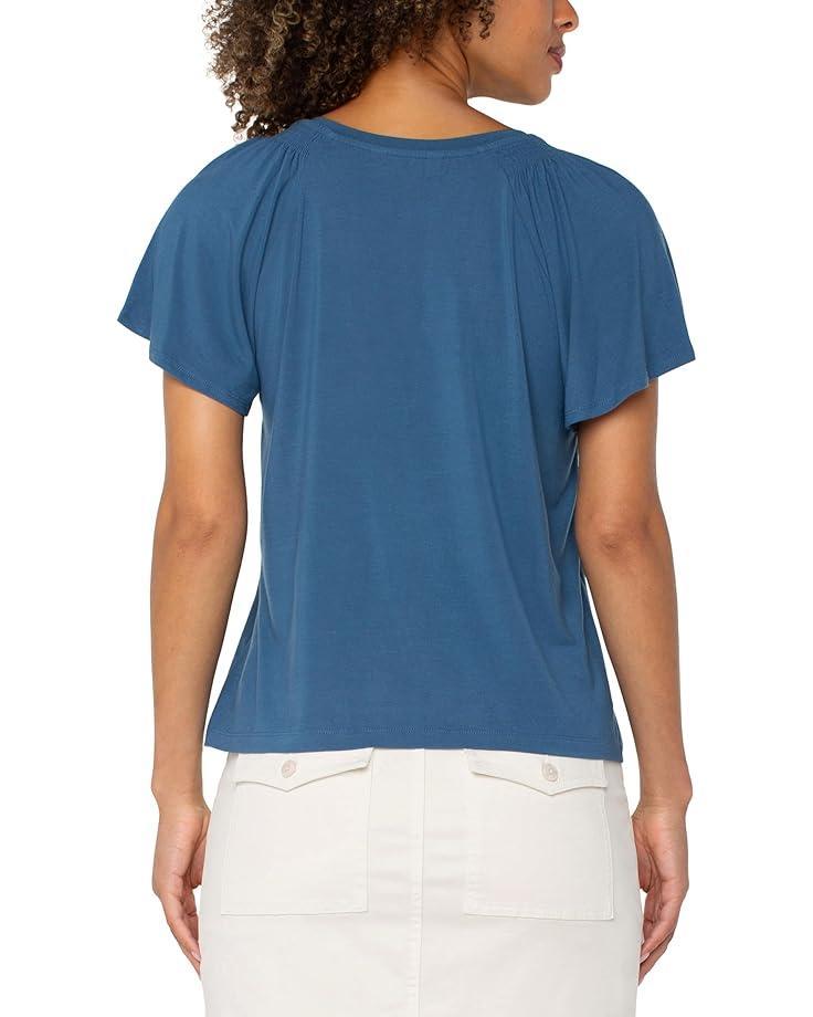 Short Sleeve Square Neck Woven Blouse Product Image