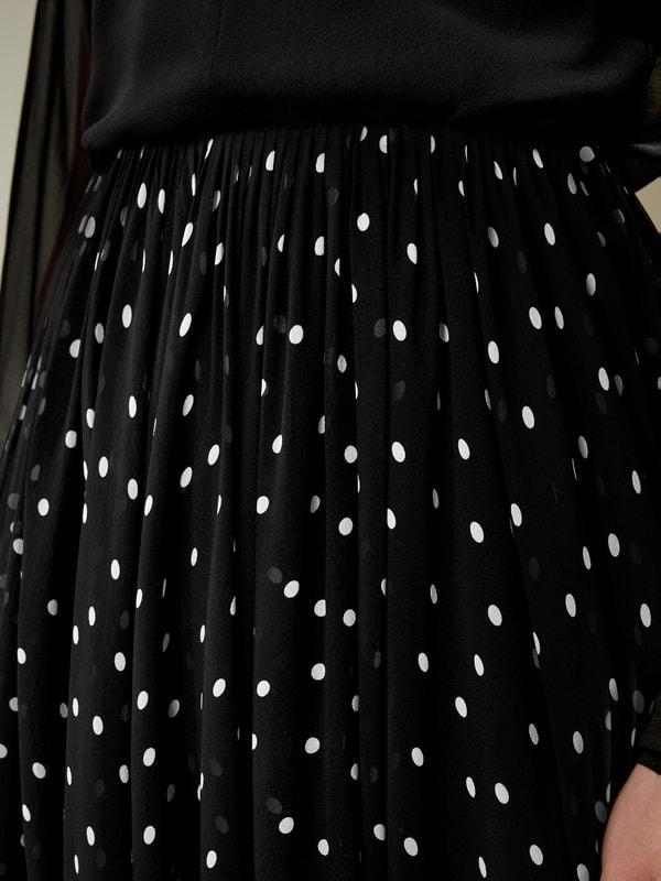Polka-Dot Silk Midi Skirt Product Image