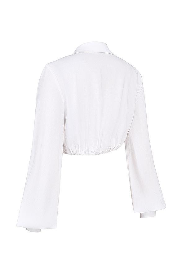 Palmer White Plunge Blouson Top Product Image