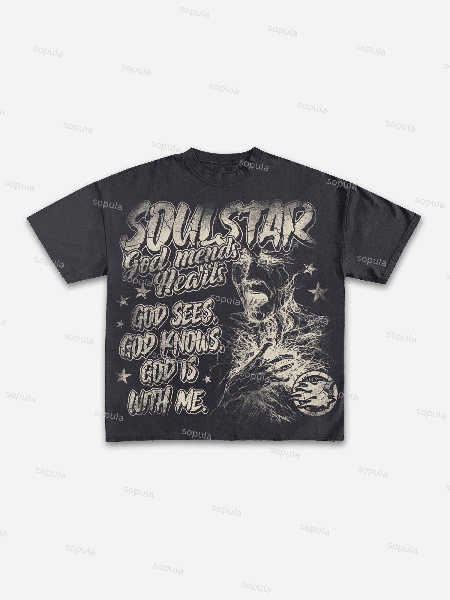 God Heals The Broken Vintage Graphic Cotton T-shirt Product Image