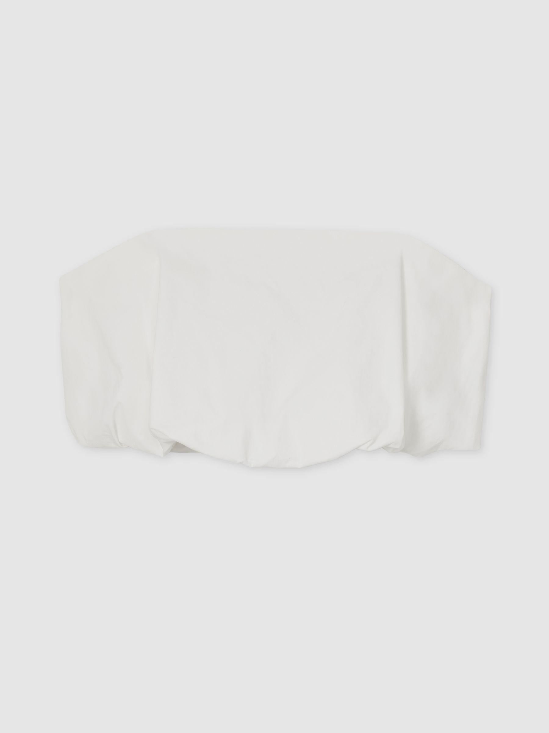 Cotton-Blend Bandeau Puffball Top in Ivory Product Image