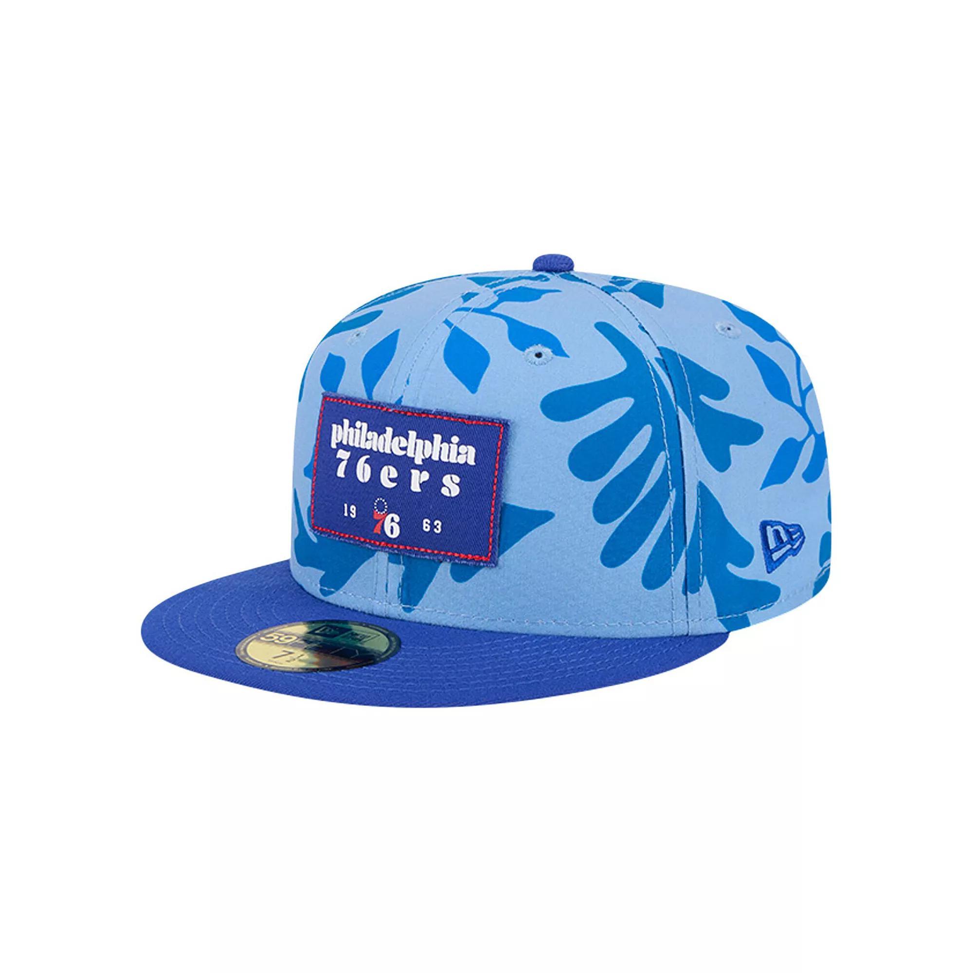 Men's New Era Royal Philadelphia 76ers Palm Fronds 2-Tone 59FIFTY Fitted Hat, Size: 6 7/8, 76r Blue Product Image