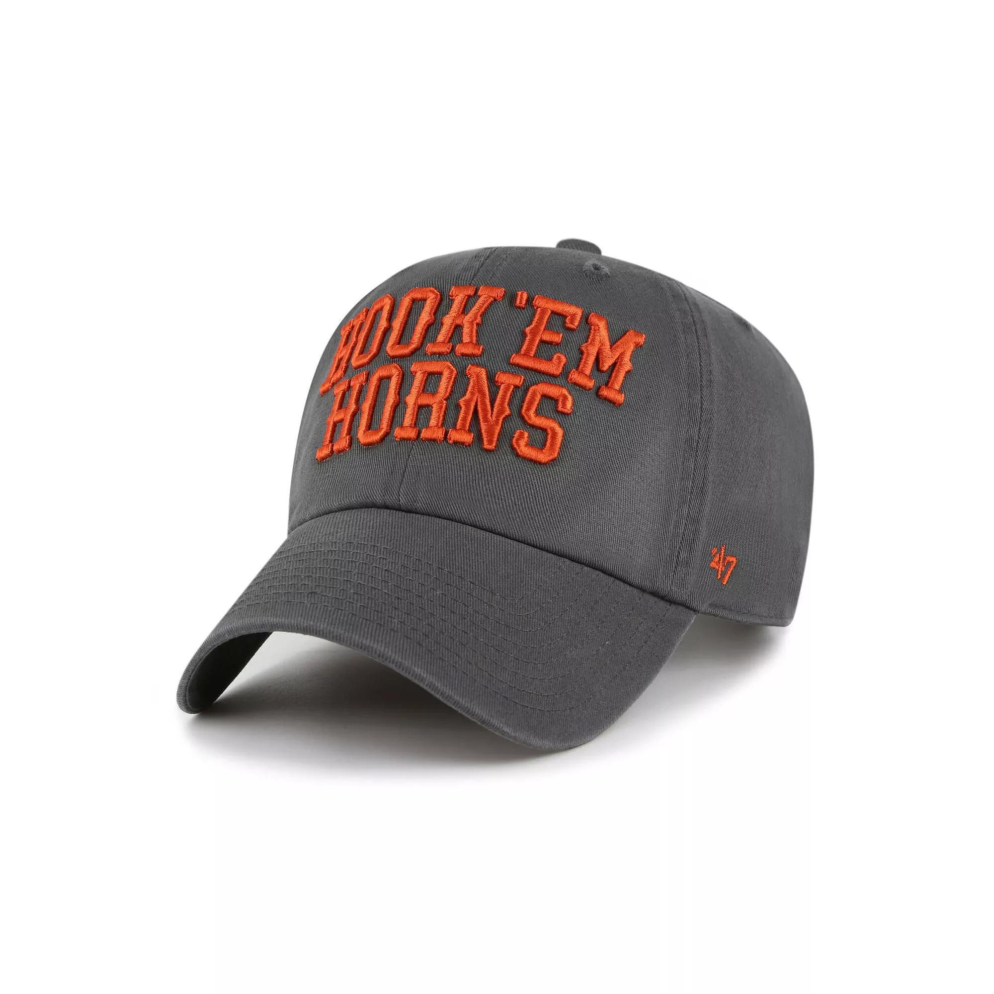 Men's '47 Charcoal Texas Longhorns Clean Up Adjustable Hat Product Image
