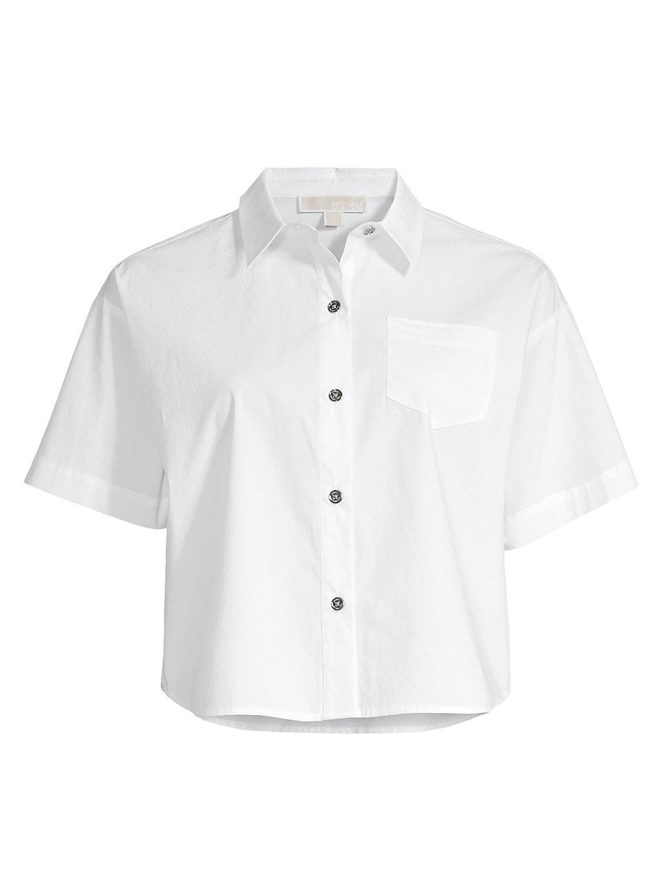 Stretch Organic Cotton Poplin Cropped Shirt Product Image