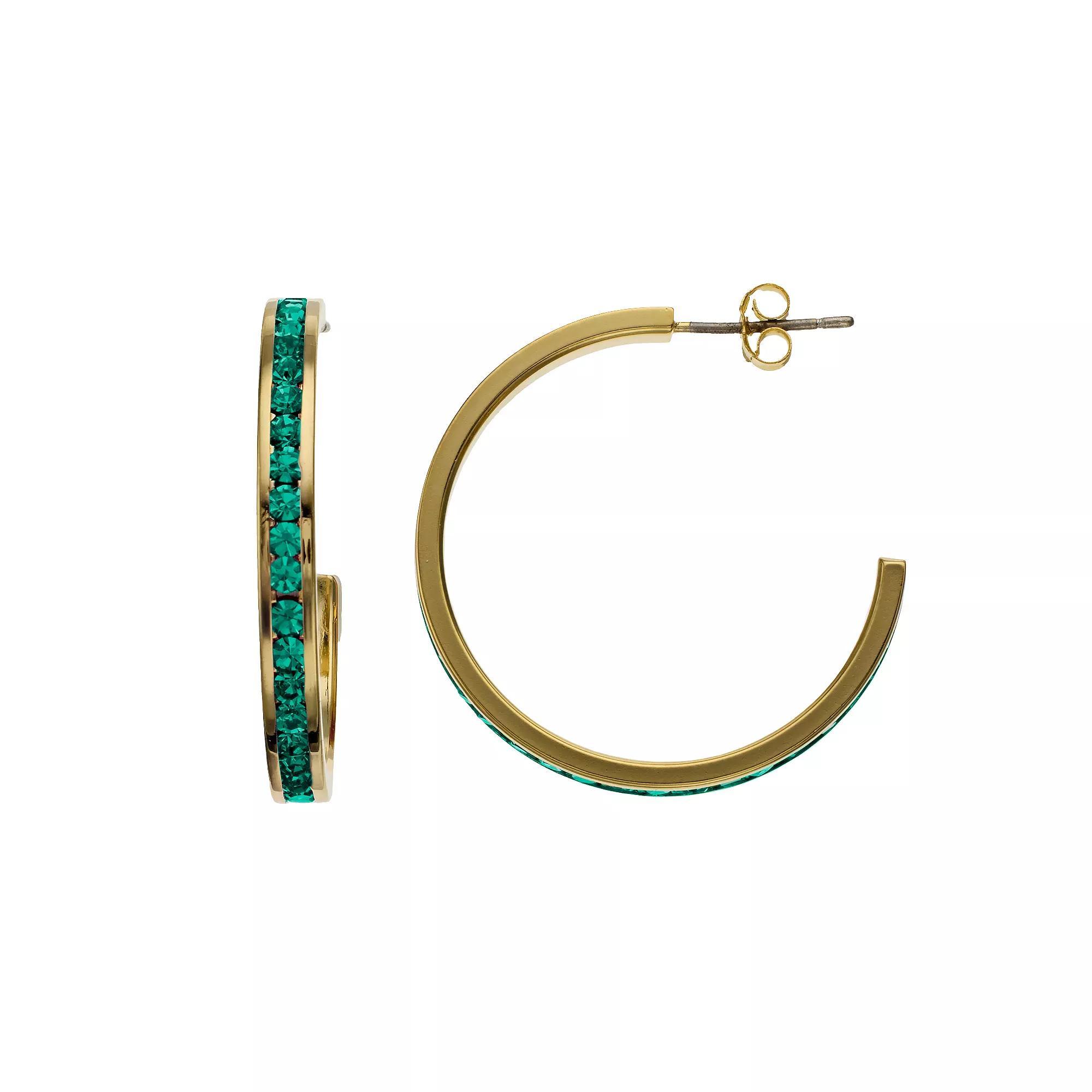 Traditions Jewelry Company 18k Gold Over Silver Crystal Birthstone Hoop Earrings, Womens, July Product Image