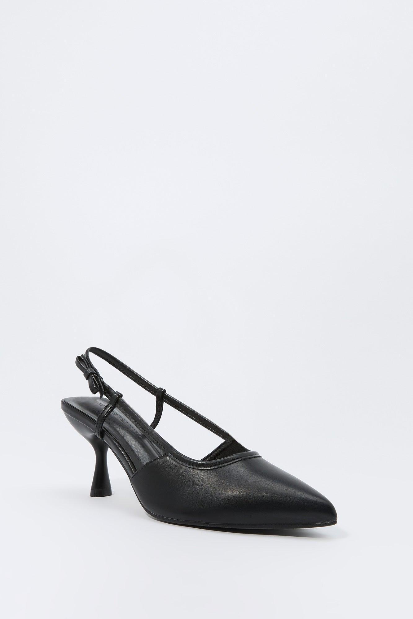 Faux Leather Side Bow Kitten Heel Female Product Image