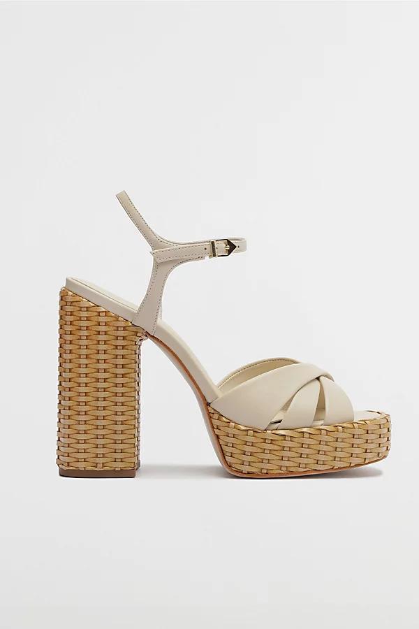 Womens Keefa Leather & Straw Block-Heel Sandals Product Image