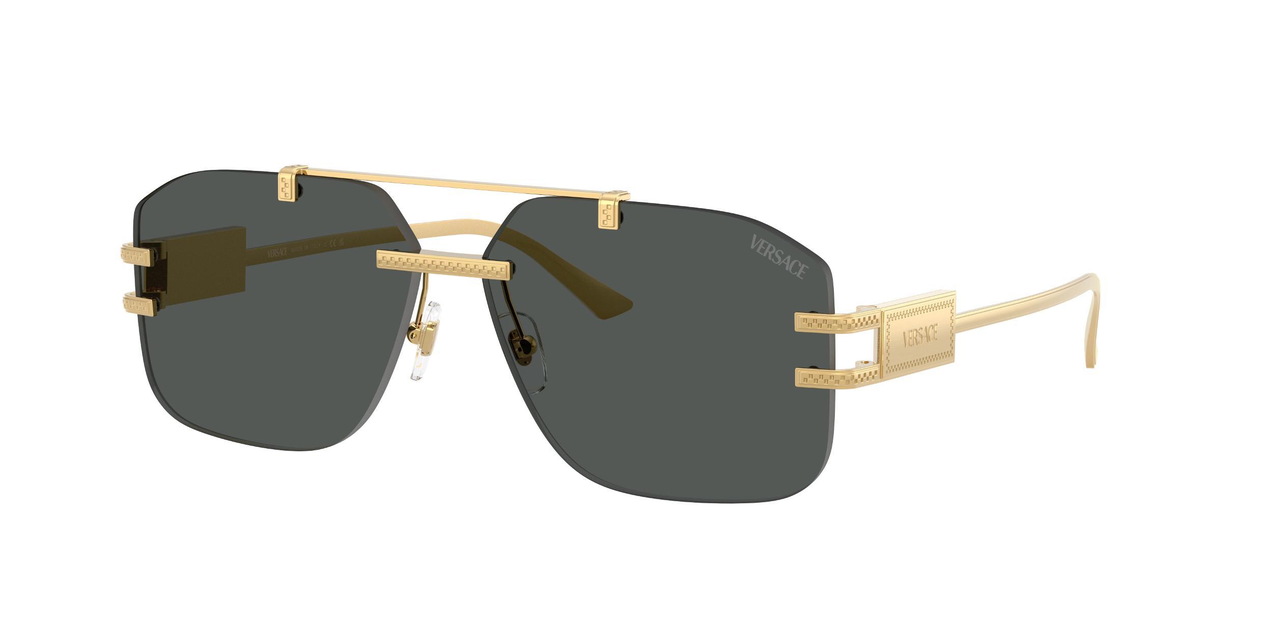 VERSACE 60mm Rectangular Sunglasses In Dark Grey Product Image