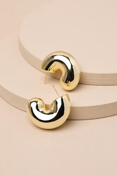 Rana 14KT Gold Chunky Hoop Earrings Product Image