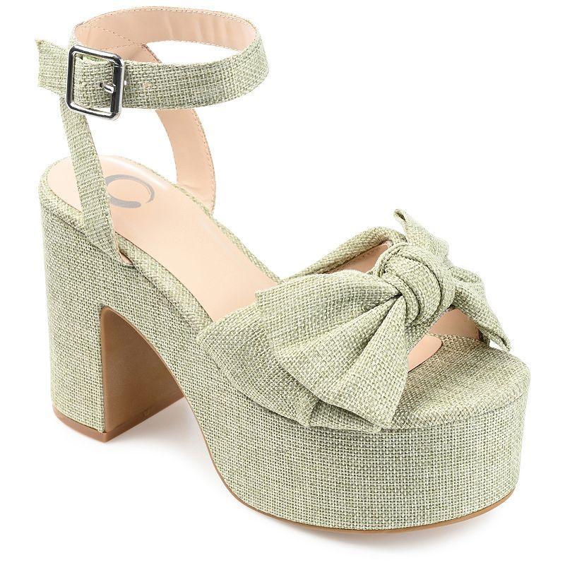 Journee Zenni Women's Tru Comfort Foam™ Bow Block Heel Sandals, Size: 9, Plaid Product Image