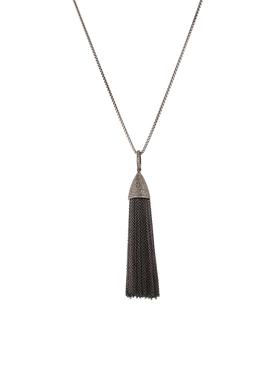 Womens Rhodium-Plated & Champagne Diamond Pendant Necklace Product Image