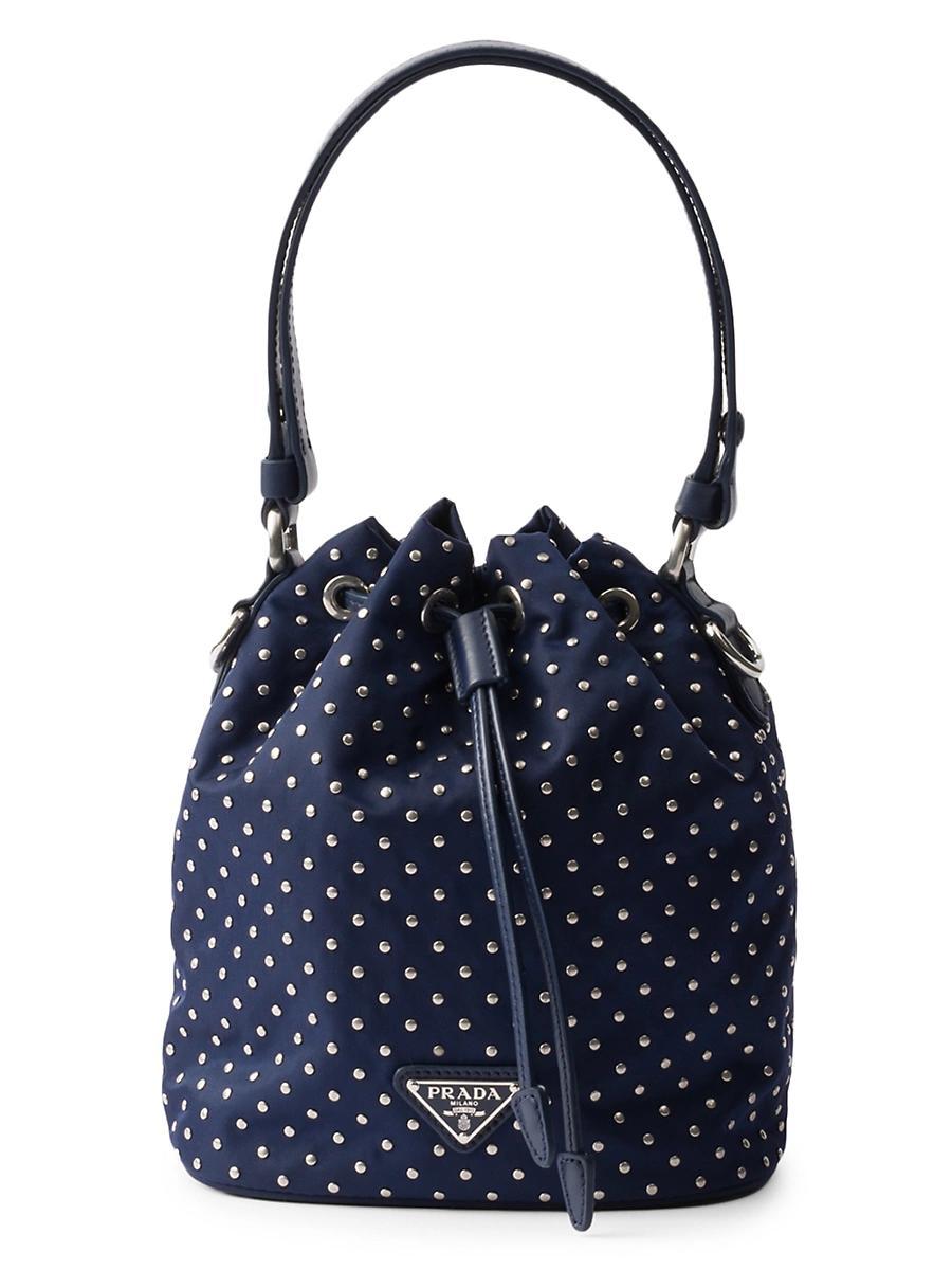 Womens Re-Nylon Mini Bucket Bag with Studs Product Image