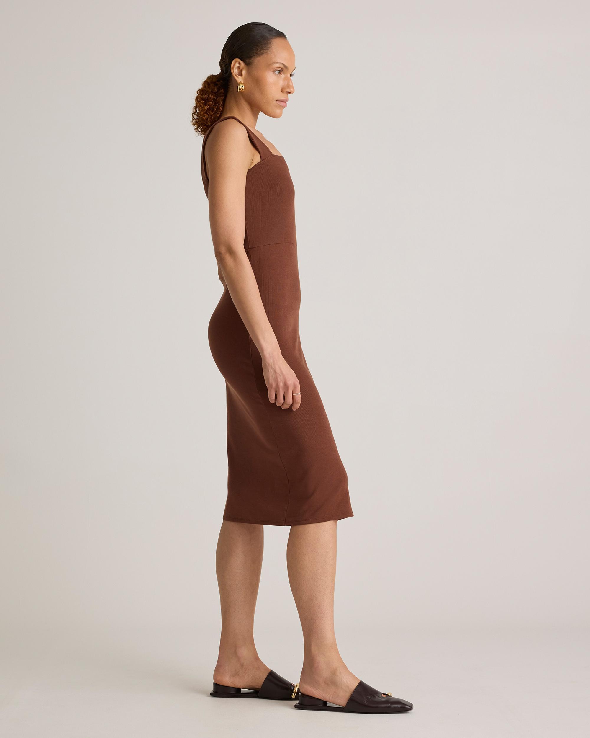 Quince | Women's Tencel Rib Knit Sleeveless Square Neck Midi Dress Size XL Product Image