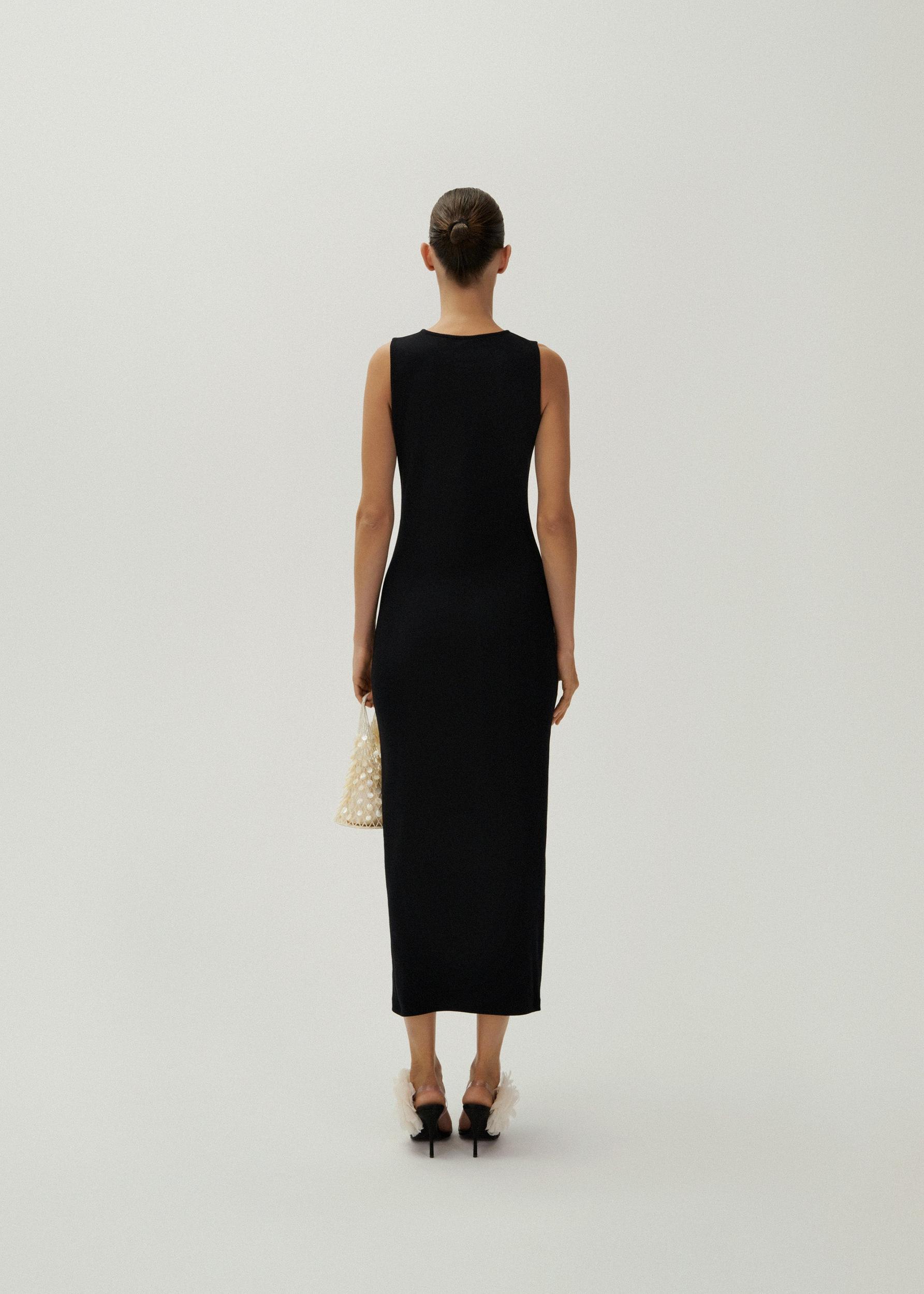 Crochet bra cotton tank dress in black Product Image