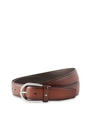 Montblanc Mens Horseshoe Shiny & Matte Stainless Steel Pin Buckle Belt Product Image