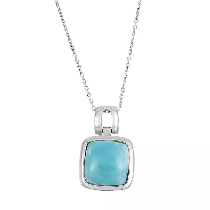 Larimar Sterling Silver Square Halo Pendant Necklace, Women's, Size: 18", Blue Product Image