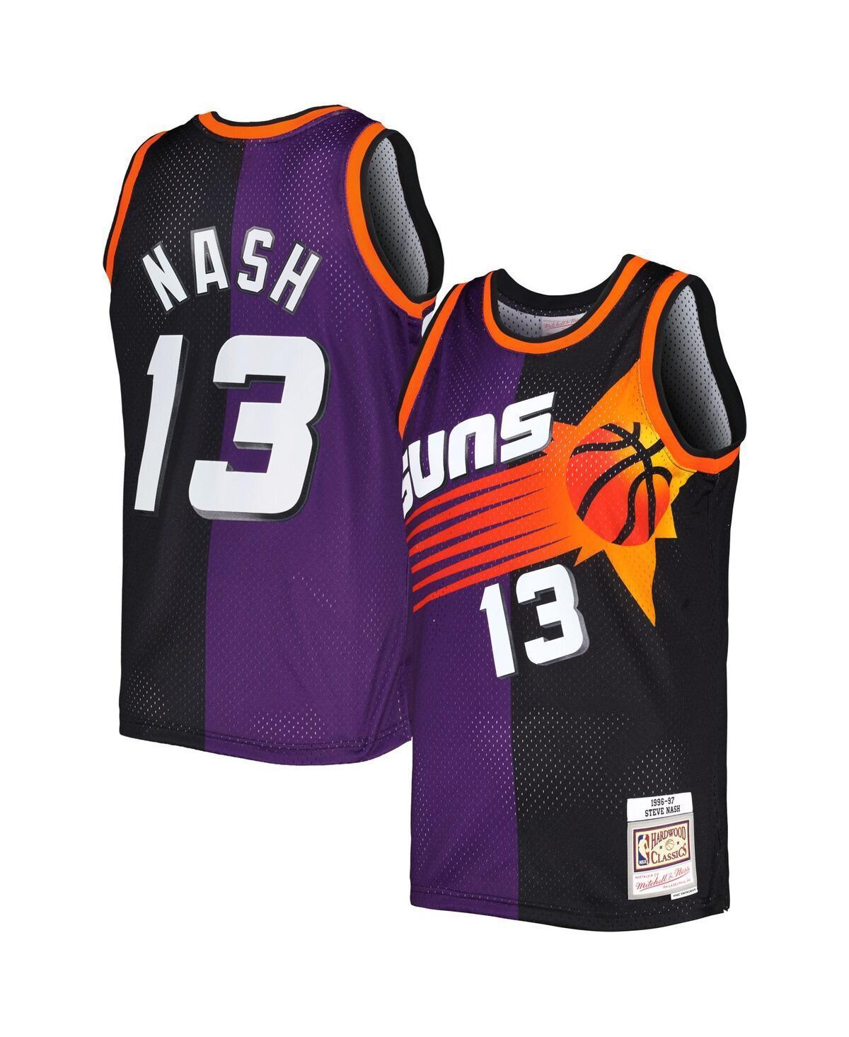 Men's Mitchell & Ness Steve Nash Purple/Black Phoenix Suns Hardwood Classics 1996-97 Split Swingman Jersey, Size: 2XL, Phx Purple Product Image