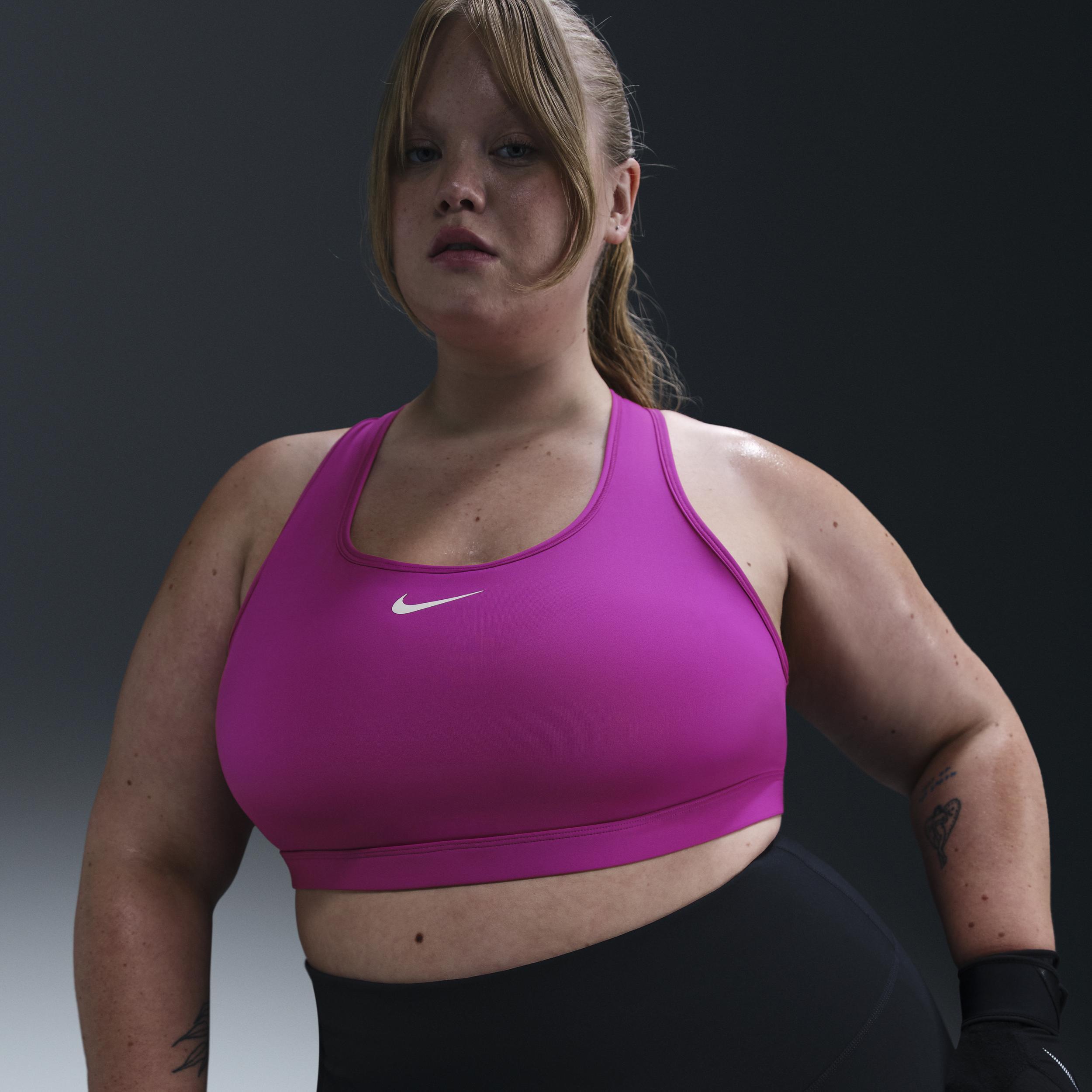 Plus Size Nike Swoosh Medium Padded Sports Bra, Women's, Size: 2XL, Pink Product Image