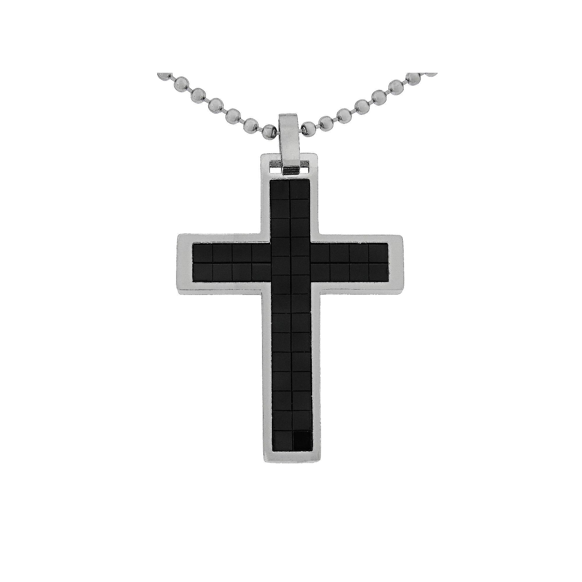 LYNX Stainless Steel Cross Pendant, Men's, Silver Product Image