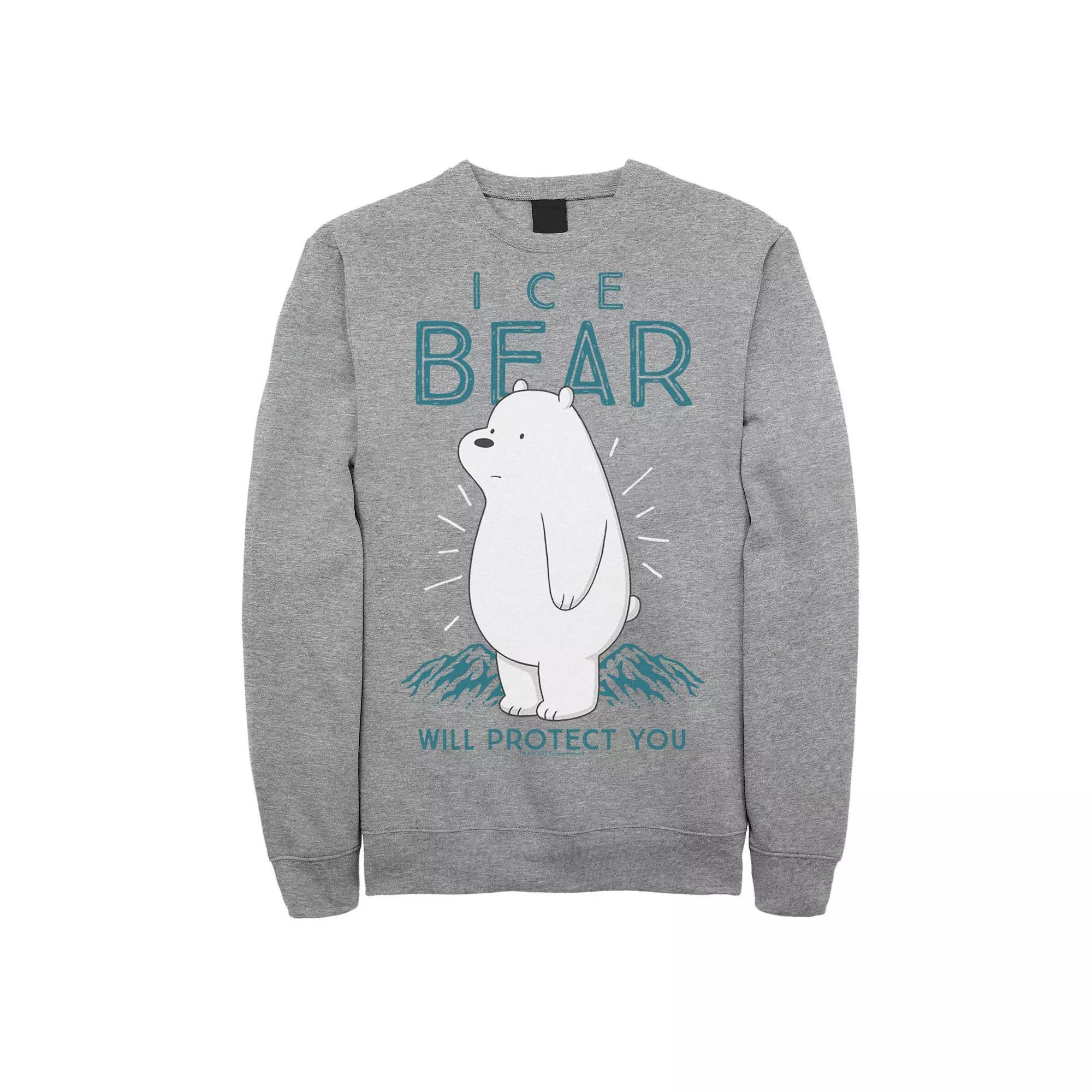 Men's Cartoon Network We Bare Bears Ice Bear Will Protect You Sweatshirt, Size: XL, Athletic Grey Product Image