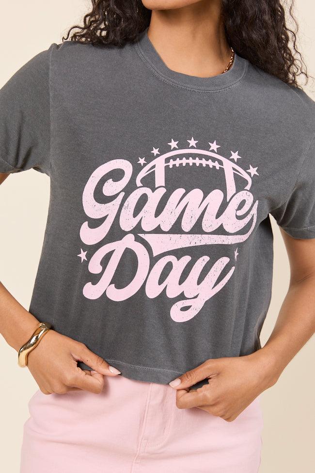 Game Day Script Dark Grey Boxy Graphic Tee SALE Product Image