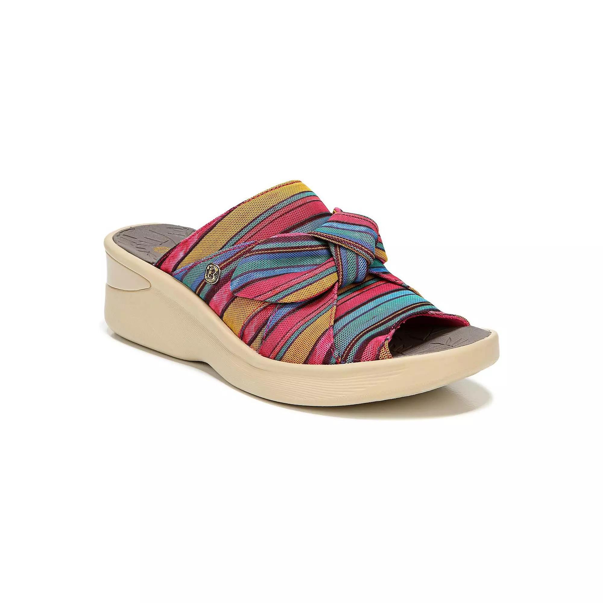 LifeStride Smile Womens Washable Wedge Slide Sandals Pink Mimosa Stripe Product Image