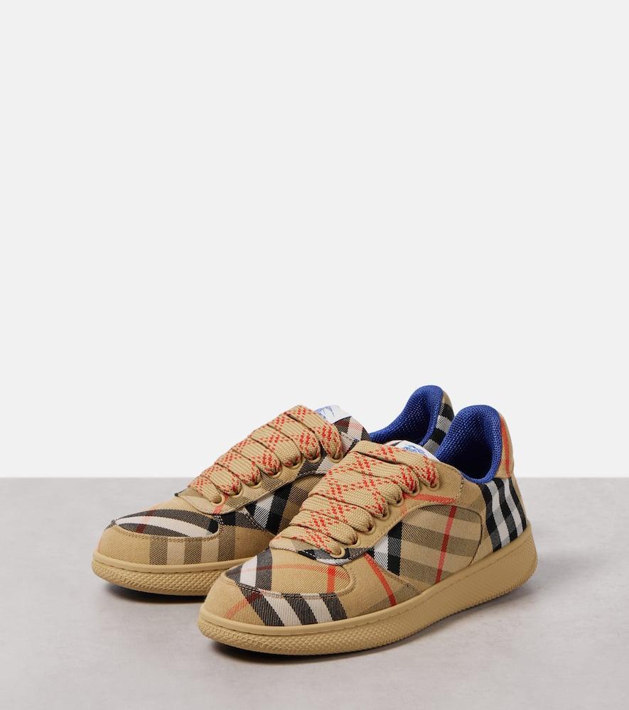 BURBERRY Terrace Checked Canvas Sneakers In Beige Product Image
