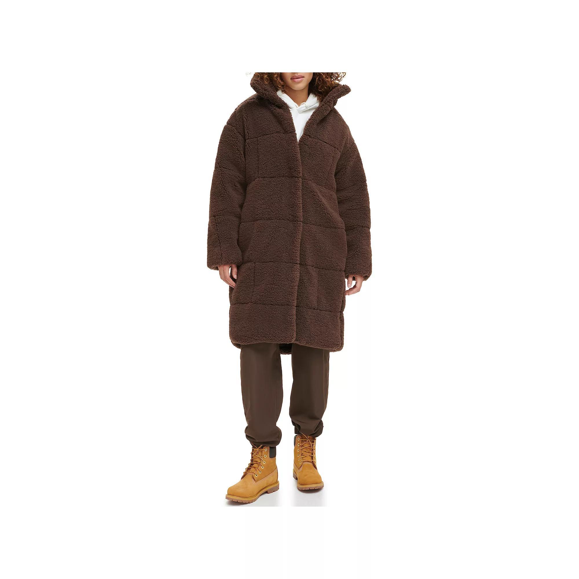 Women's Levi's® Long Quilted Sherpa Coat, Size: Medium, Darkest Green Product Image